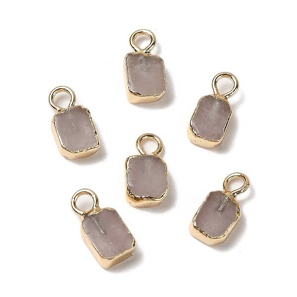 Natural Rose Quartz Rectangle Charms