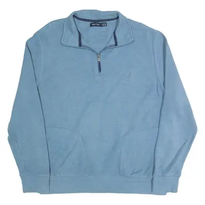 NAUTICA Mens Jumper Blue 1/4 Zip Tight Knit XL