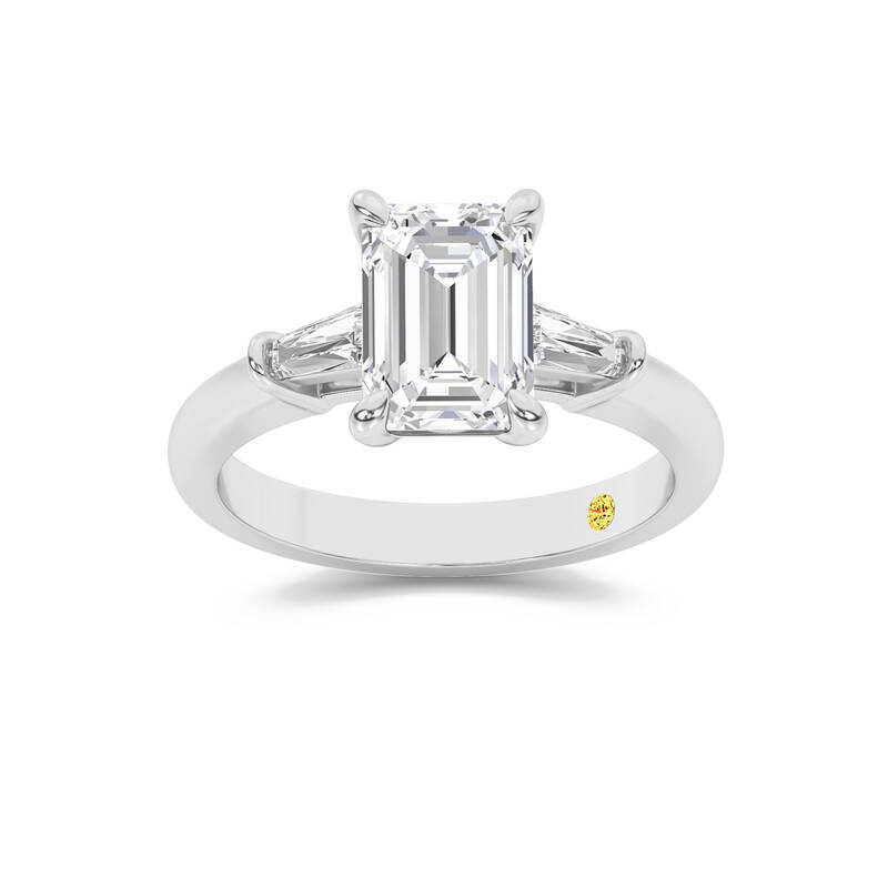 Ignite Three Stone Emerald Cut Lab Grown Diamond Engagement Ring | 18K White Gold 2 1/2 CT. TW.