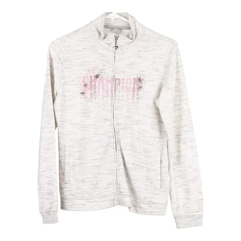 Age 13-14 Champion Spellout Zip Up - XL Grey Cotton Blend