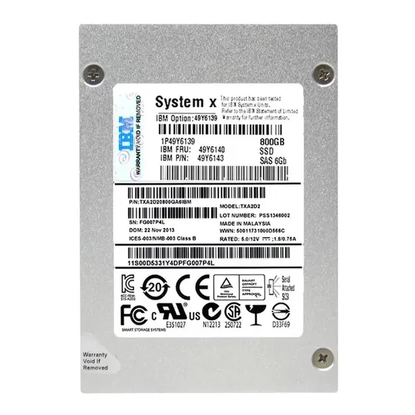 49Y6140 IBM 800GB Multi-Level Cell SAS 6Gb/s 2.5-Inch Solid State Drive