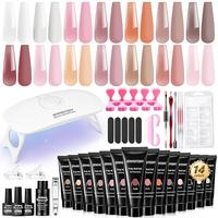 JEWHITENY Poly Extension Gel Nail Kit 14 PCS Poly Gel With Mini Nail Lamp Poly Nail Gel Kit with Slip Solution Basic Poly Gel...