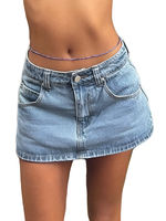 EMMIOL Vintage Blue Fit Denim Mini Jean Skirt for Women - Casual Style, Regular Fit, Above Knee, Cotton Material, Multi Belt ...