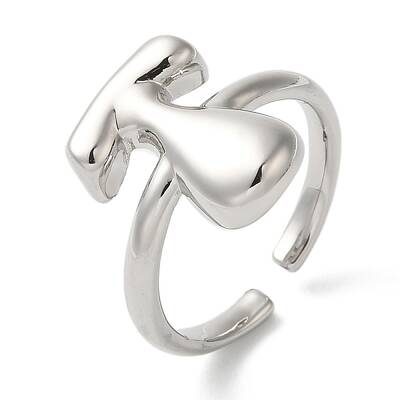Initials Brass Open Cuff Ring for Women