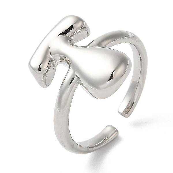 Initials Brass Open Cuff Ring for Women