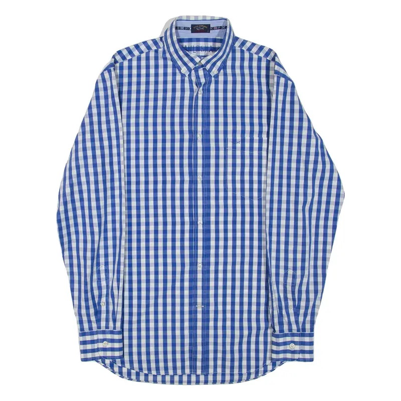 PAUL & SHARK Mens Shirt Blue Check Long Sleeve M