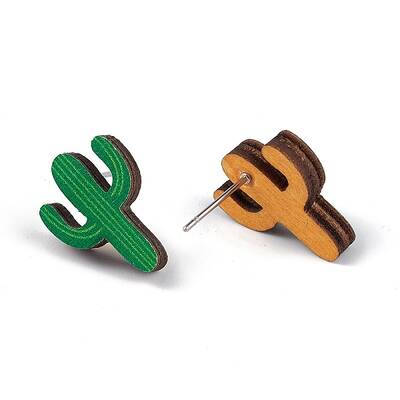 Natural Wood Stud Earrings