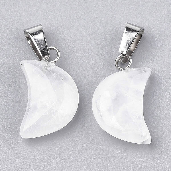 Moon Natural Quartz Crystal Pendants