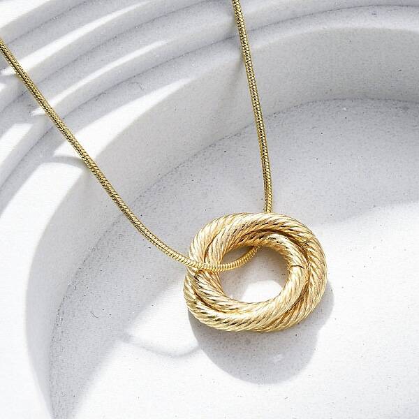 304 Stainless Steel Triple Circles Pendant Necklaces for Women