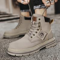 Men's Retro British Style Motorcycle Boots, Casual Sneakers, Anti-Slip Work Shoes Boy Walking Shoes Boy Walking Shoes