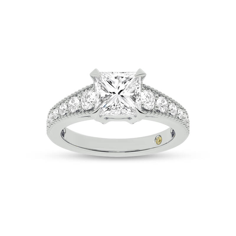 Pixie Tapered Milgrain Princess Cut Lab Diamond Engagement Ring | 10K White Gold 2 1/6 CT. TW.
