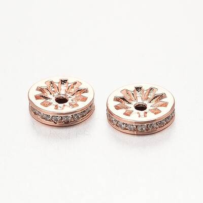 Brass Micro Pave Grade AAA Cubic Zirconia Beads