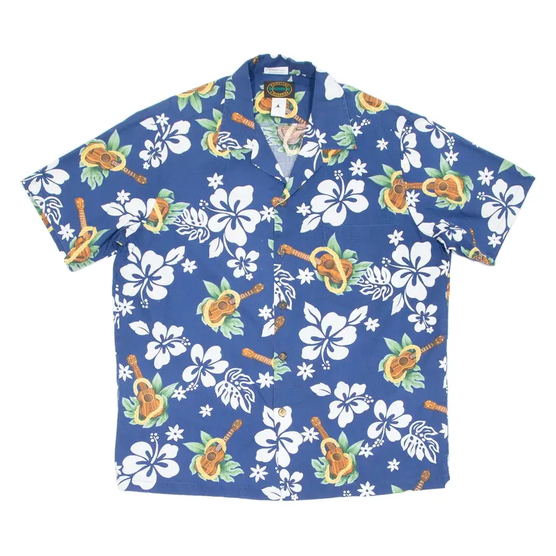 HAWAIIAN RESERVE COLLECTION Mens Hawaiian Shirt Blue Crazy Pattern M