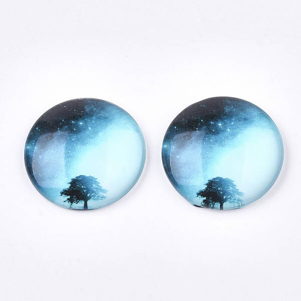 Starry Sky Pattern Printed Glass Cabochons
