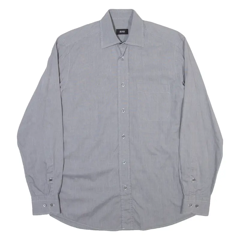BOSS Mens Plain Shirt Grey Long Sleeve XS