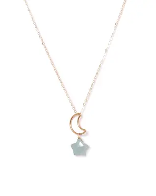 Lunastar Necklace | Metal Color: Gold | Color: Light Blue