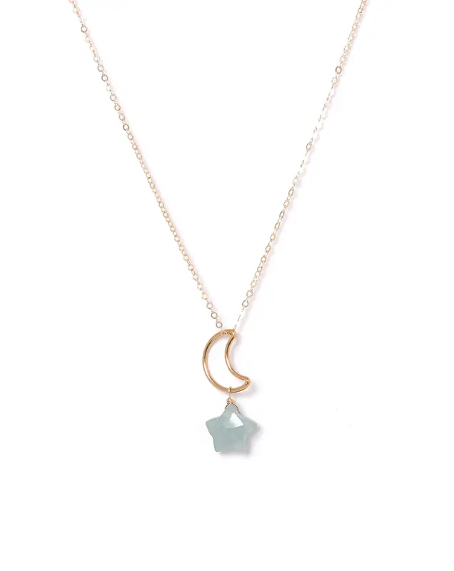 Lunastar Necklace | Metal Color: Gold | Color: Light Blue