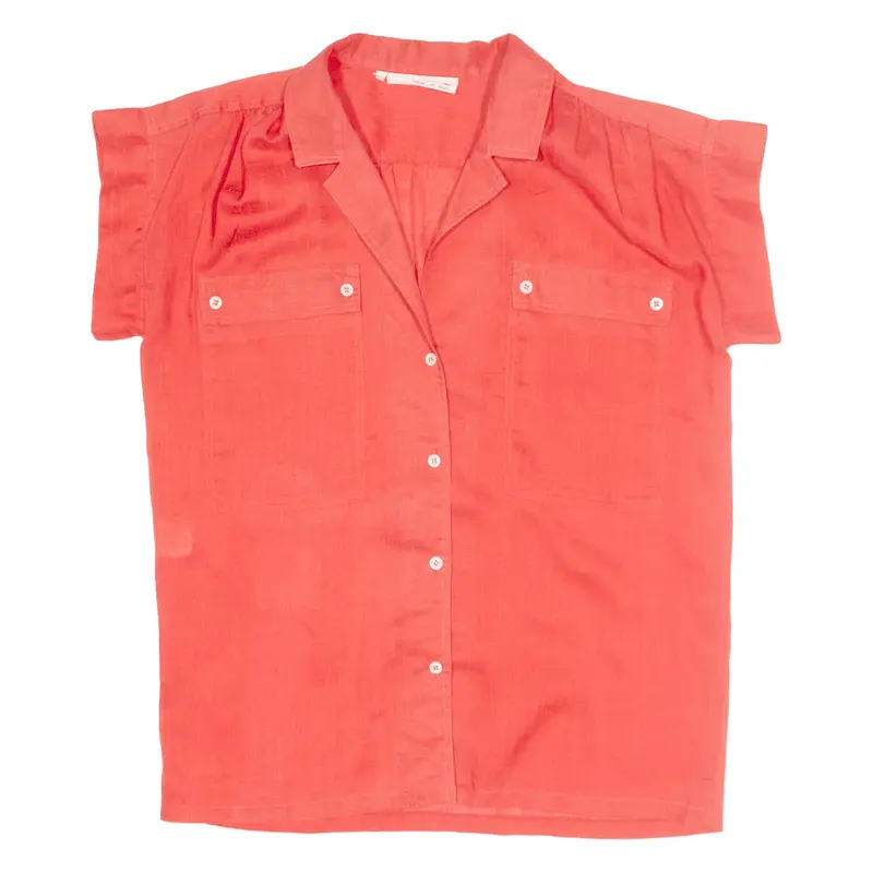 VALENTINE Plain Shirt Red Short Sleeve Womens S
