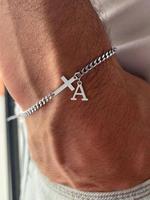 Men's Fashion Simple Cross Charm Decor Bracelet, 2025 New Style Casual Trendy Letter Design Bracelet, Elegant Jewelry Bracele...