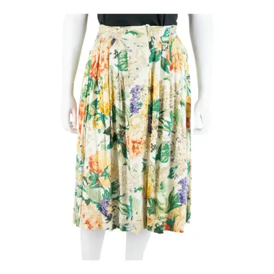 BOOM Knee Length Flare Skirt Green Floral Womens M