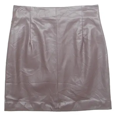 H&M Womens Straight Skirt Brown Knee Length Leather UK 12