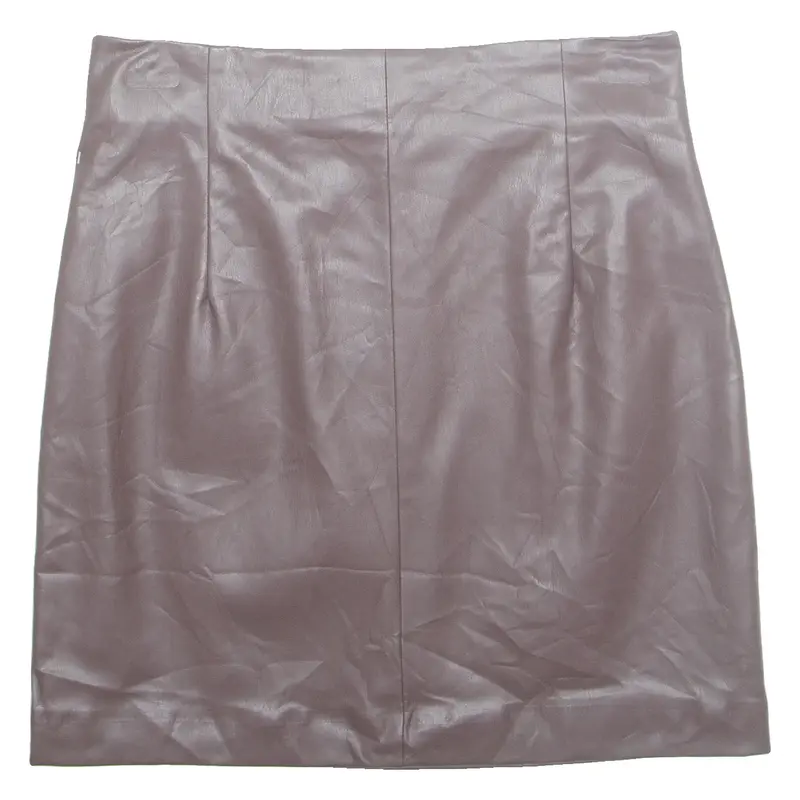 H&M Womens Straight Skirt Brown Knee Length Leather UK 12