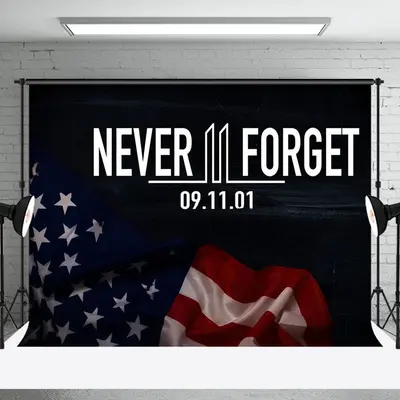 Never Forget 09 11 01 Usa Flag Condolences Backdrop
