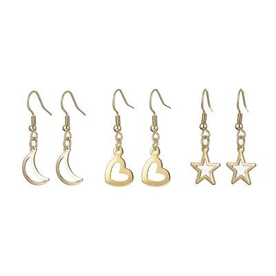 3 Pair 3 Style 304 Stainless Steel Dangle Earrings