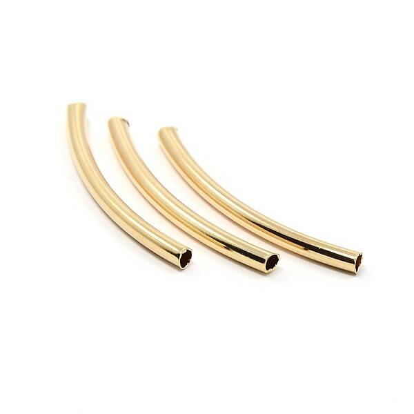 Brass Smooth Curved Tube Beads