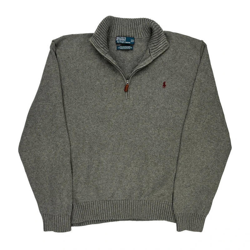 Polo By Ralph Lauren 1/4 Zip - 2XL Grey Cotton