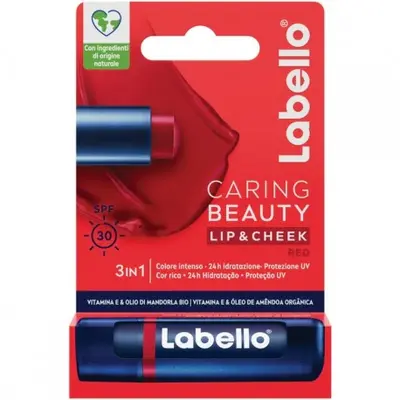 Labello Labello Caring Beauty 3In1 Spf30 Vitamin E & Organic Almond Oil Red