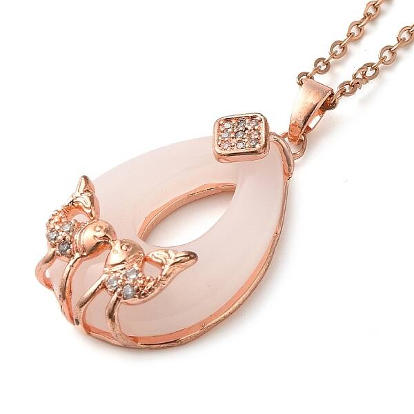 Brass & Glass Teardrop Fish Pendant Necklaces