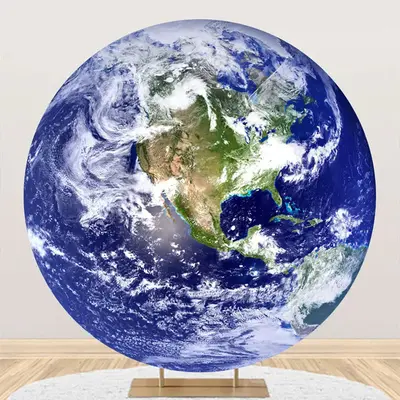 Round Blue Earth Birds Eye View Birthday Backdrop - Aperturee