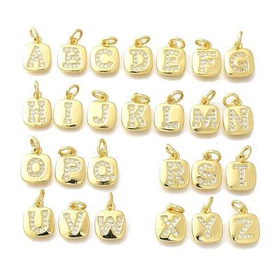 26Pcs Brass Micro Pave Cubic Zirconia Charms