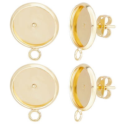 8 Pairs Brass Stud Earring Settings