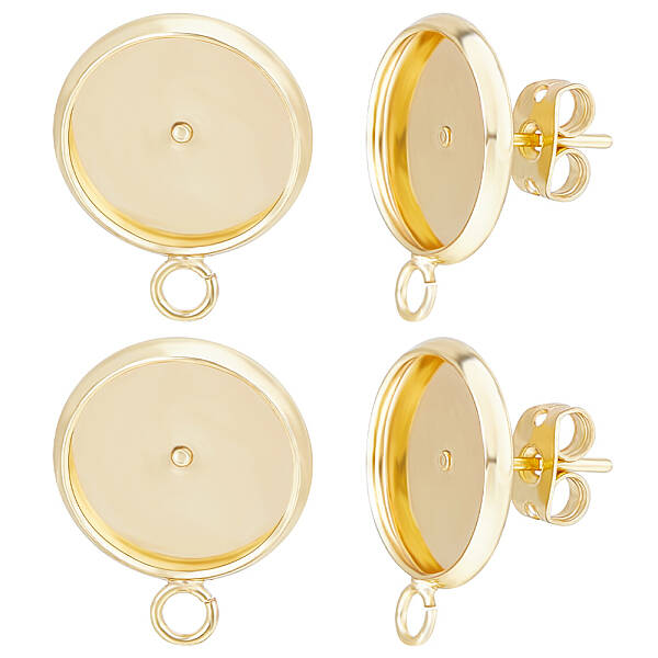 8 Pairs Brass Stud Earring Settings