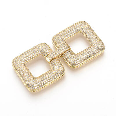 Brass Micro Pave Cubic Zirconia Fold Over Clasps