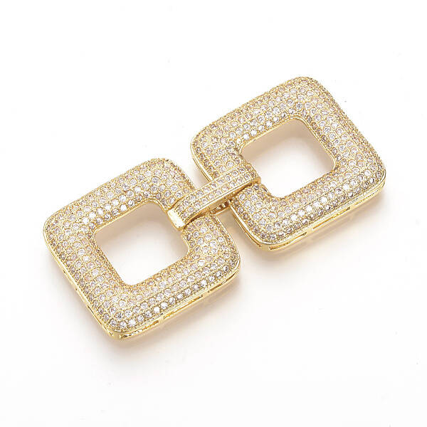 Brass Micro Pave Cubic Zirconia Fold Over Clasps