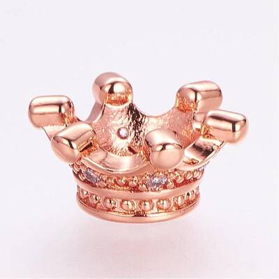Brass Micro Pave Cubic Zirconia Beads