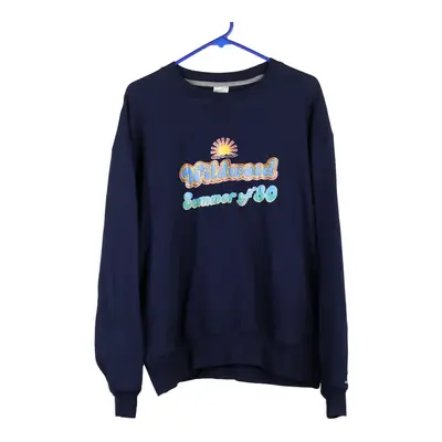 Russell Athletic Sweatshirt - Large Navy Cotton Blend