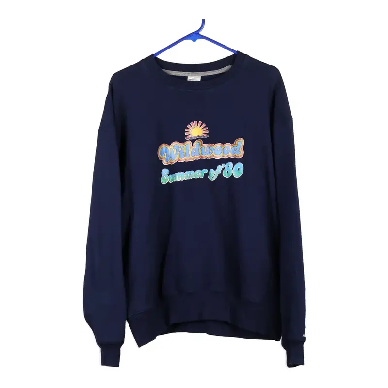 Russell Athletic Sweatshirt - Large Navy Cotton Blend