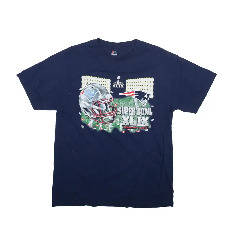 MAJESTIC SuperBowl 2015 USA T-Shirt Blue Short Sleeve Mens M