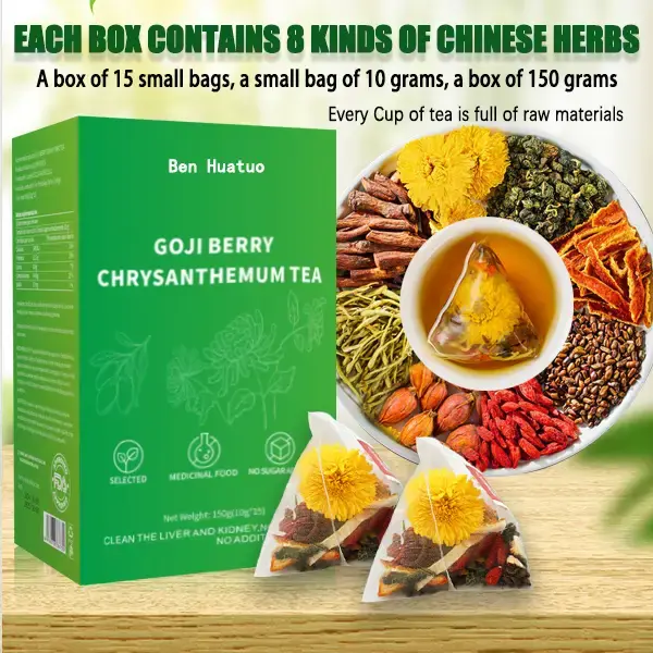 Goji Berry Chrysanthemum Tea -A natural blend of eight herbal ingredients  ，15Packs，Dandelion, wolfberry, honeysuckle, ch...