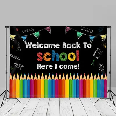 Rainbow Pencils Welcome Back To School Backdrop - Aperturee
