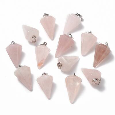 Cone/Spike/Pendulum Natural Rose Quartz Stone Pendants