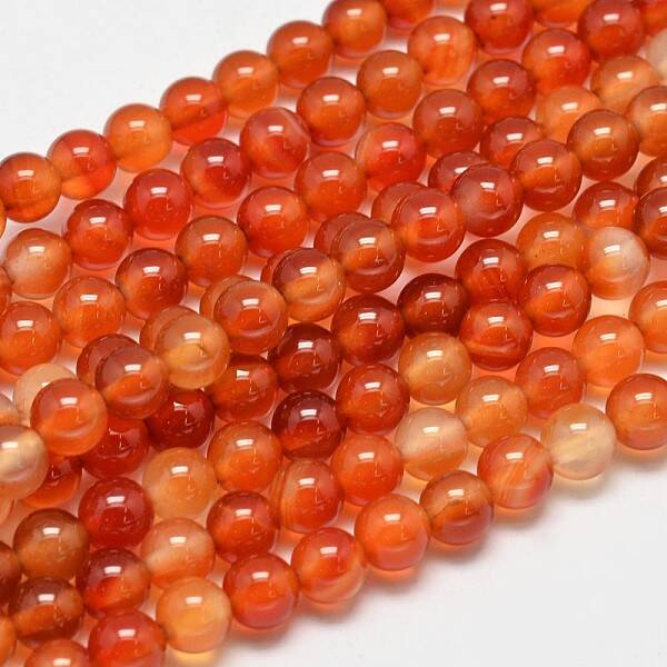 Round Natural Red Agate Bead Strands