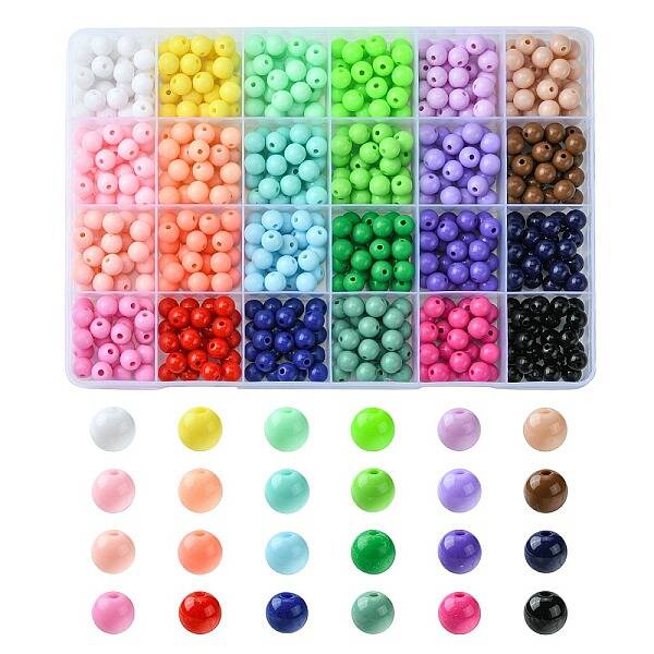 24Colors Opaque Acrylic Beads