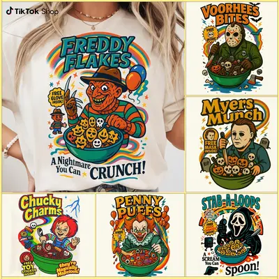 Funny Halloween Graphic T-Shirt, Horror Character Tee, Retro Horror Shirt, Horror Cereal Shirt, Halloween Movie