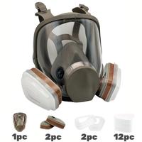 Reusable Full Face Mask with Filter Box, 1 Set 17-in-1 Anti Gas & Dust Resistant Full Face Mask, Anti-fog Full Face Mask for ...