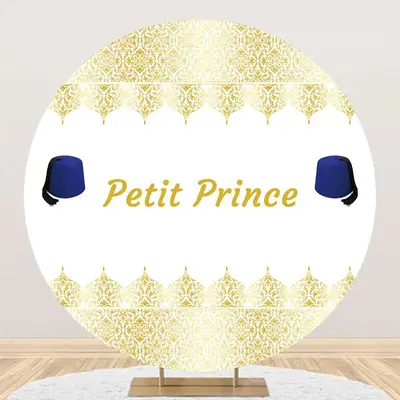White Gold Blue Fez Hat Petit Prince Round Backdrop
